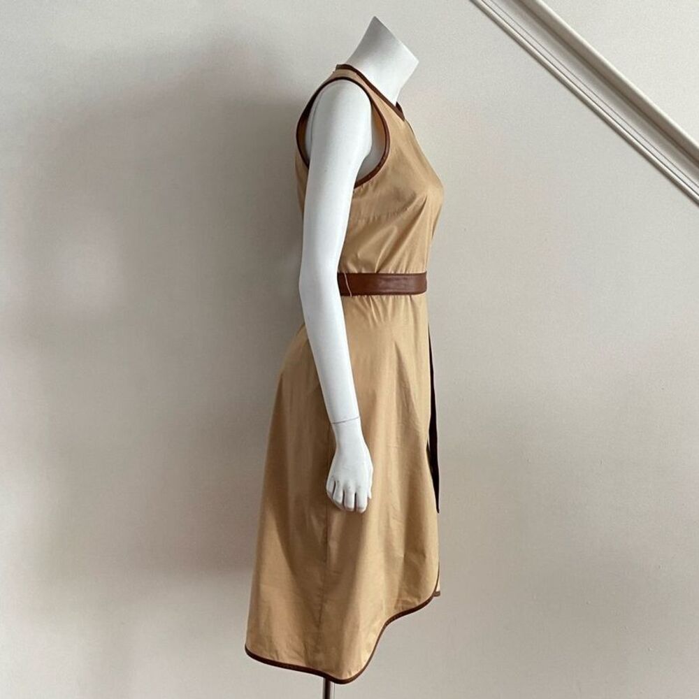 New DKNY Midi Sleeveless Faux Wrap Dress Tan Brown 6 - Picture 8 of 10